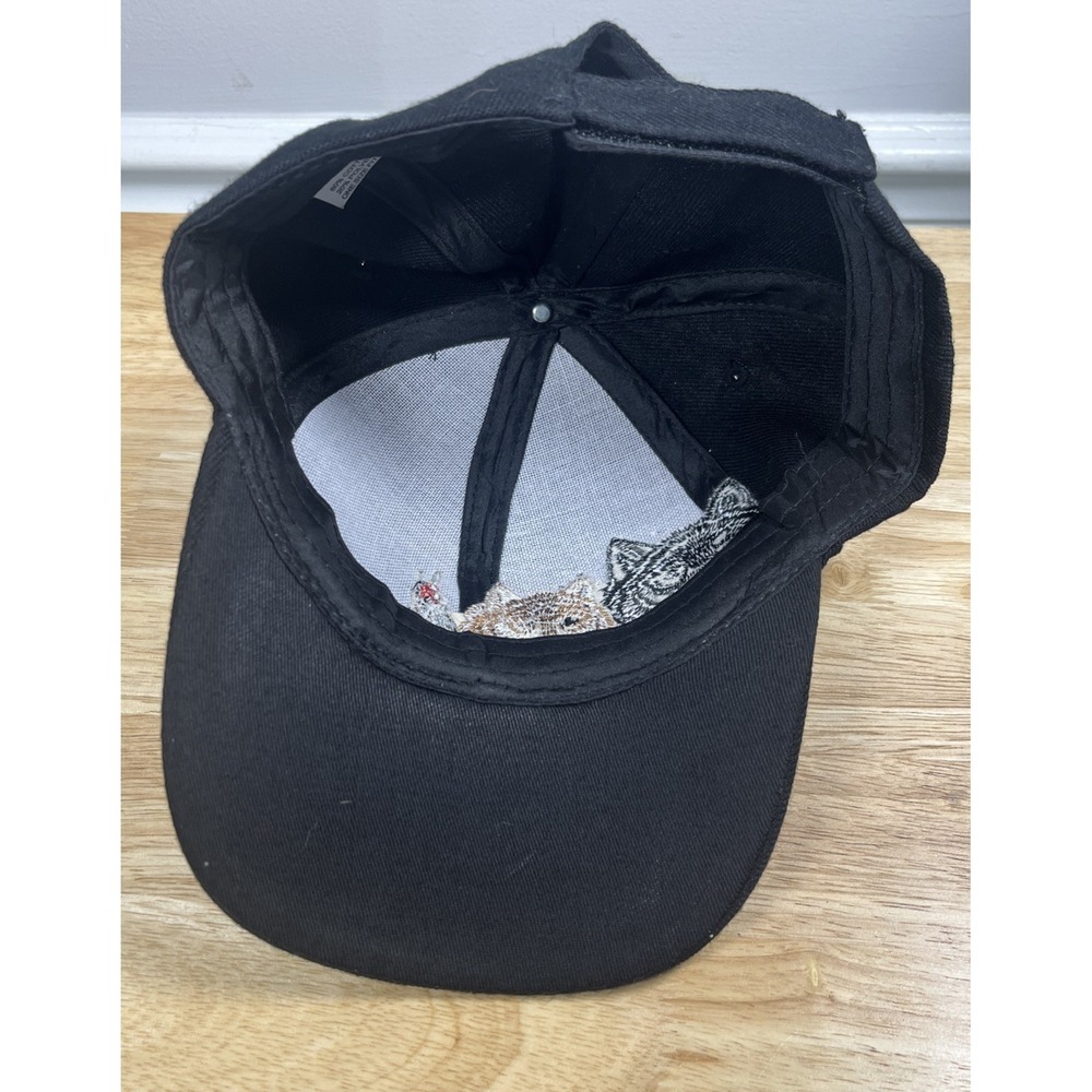 Wolf Trucker Hat Black Adjustable Strap Back Wildlife Nature Outdoor Cap OSFA - Picture 5 of 5